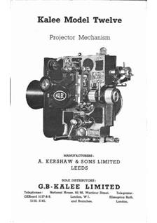Gaumont-Kalee GB Kalee -misc manual. Camera Instructions.